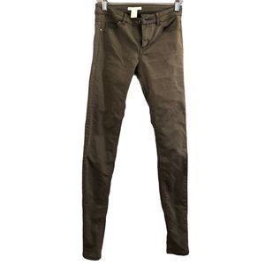 H&M super skinny mid rise olive green jeggings